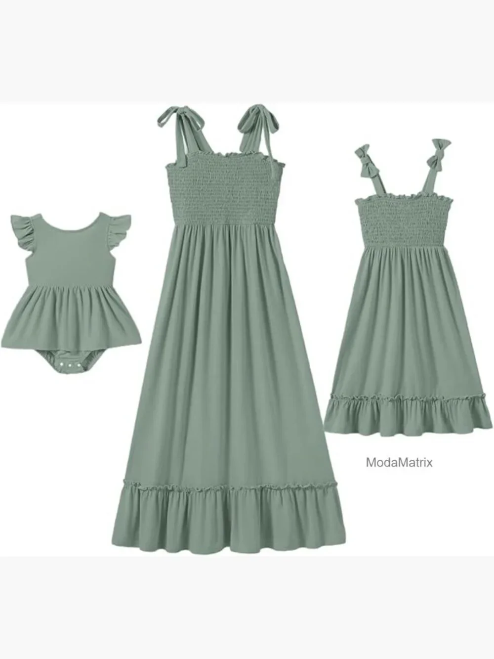 Girls Square Neck Ruffle Maxi Dress Sleeveless Smocked Bodice Tiered Casual